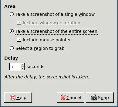 Screenshot tool options