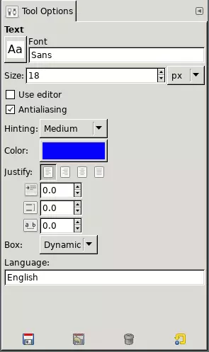 Text tool options